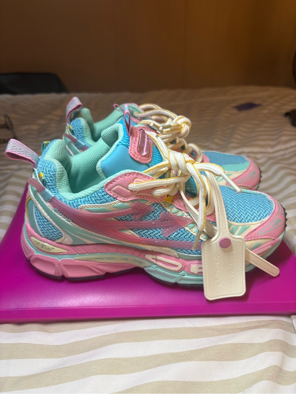 Off-White Kids Pastel Blue, Pink & Mint Mesh Sneakers